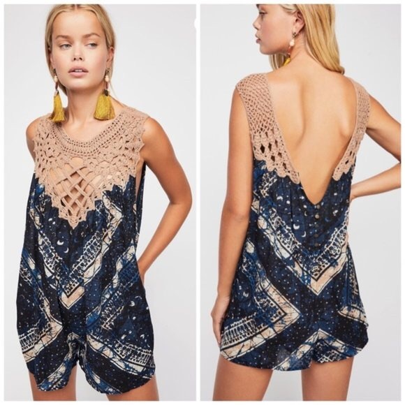 Free People Pants - Free People Celeste Macrame romper
